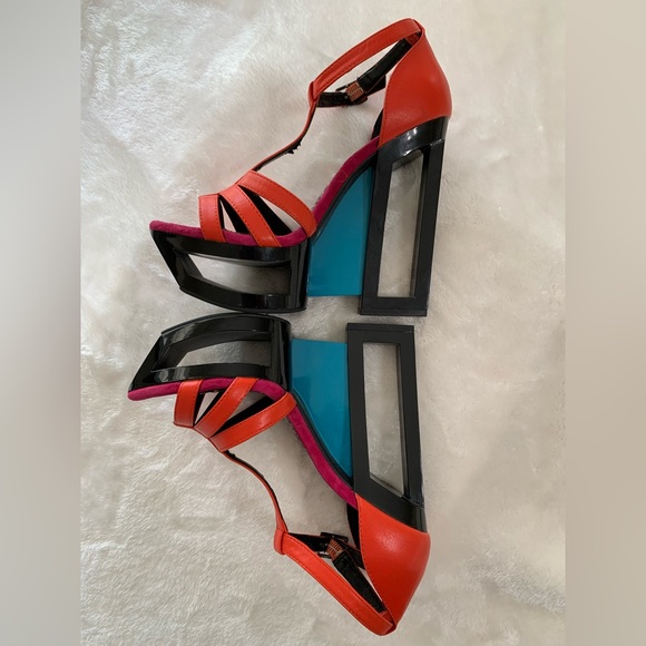 Jessica Simpson Tracie Wedge Sandal Multicolored Ankle strap Orange Artistic - Picture 5 of 8